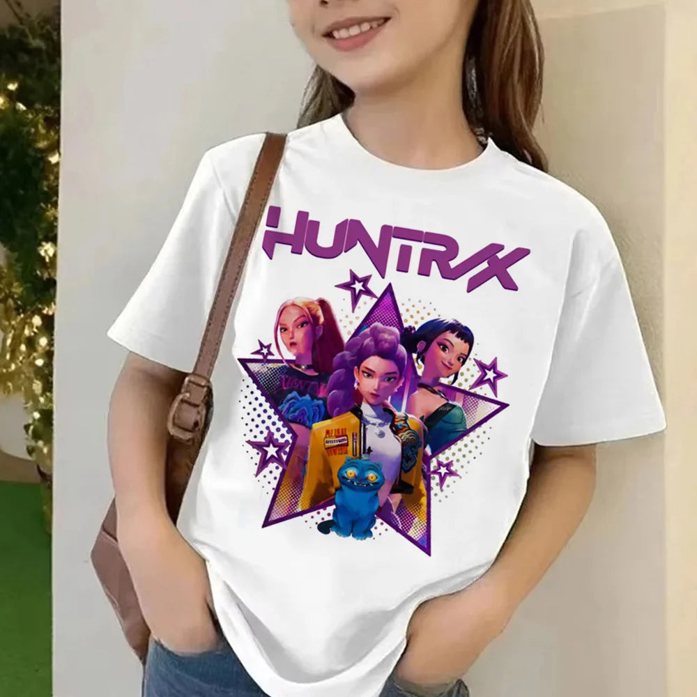 Kpop Demon Hunters Children's T Shirt Women Short Sleeve Saja Boys Kids Tee Kpop Demon Hunters Tshirt Boys Girls Family Clothing