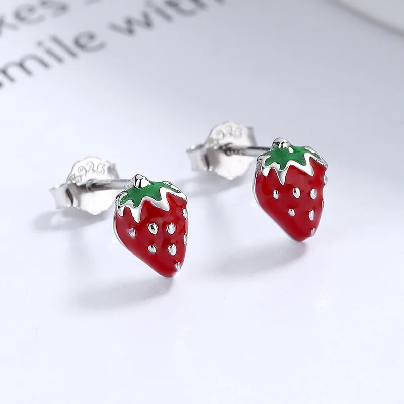 LATS Red Zircon Cherry Leaf Stud Earrings for Women Fashion Crystal Dangle Party Prom Birthday Wedding Gifts Jewelry Accessories