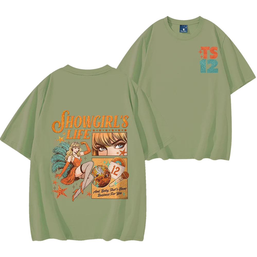 Showgirls Life T Shirt in My Showgirl Era T-Shirt New Album 2025 Shirt Country Music Fan Gift Men Women Streetwear Hip Hop Tops