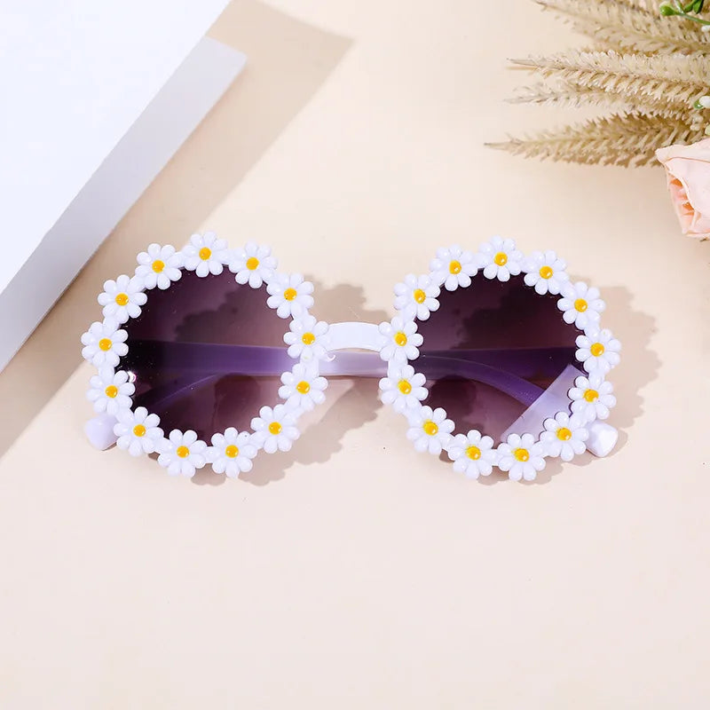 Round Flower Sun Glasses For Kids Cute Daisy Sunglasses Children Outdoor Sun Protection Shades Fashion Funny Party Eyewear
