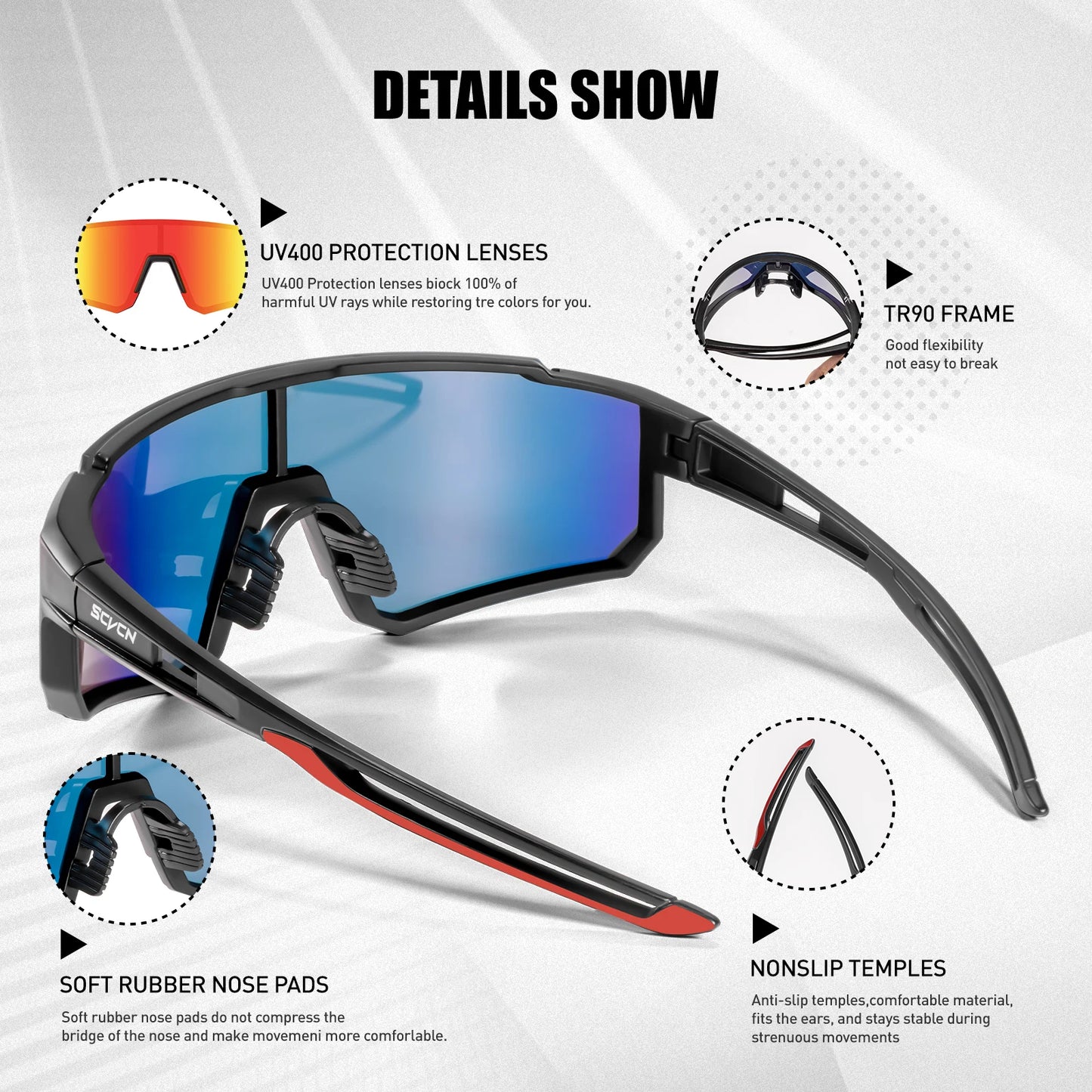 SCVCN Fashion Street Sunglasses MTB Bike Bicycle Camping Golf UV400 Glasses Women Baseball for Men Sport Y2K Cycling Glasses