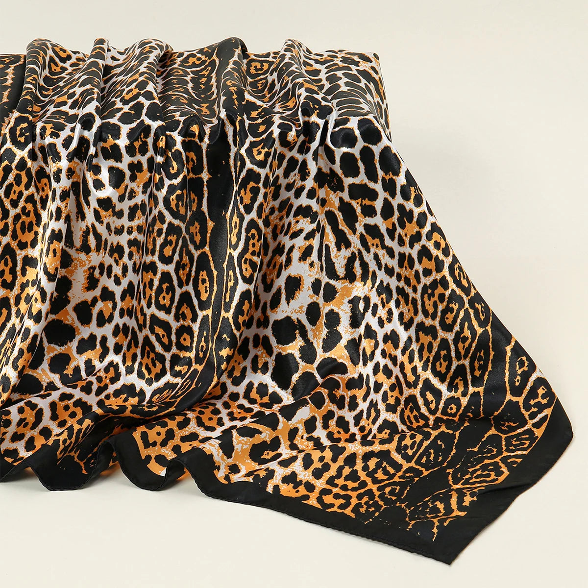 90*90cm Satin Square Scarf Women Leopard Print Shawl Hair Wrap Silk Feeling Satin Neckerchief Hair Band Classics Leopard Bandana