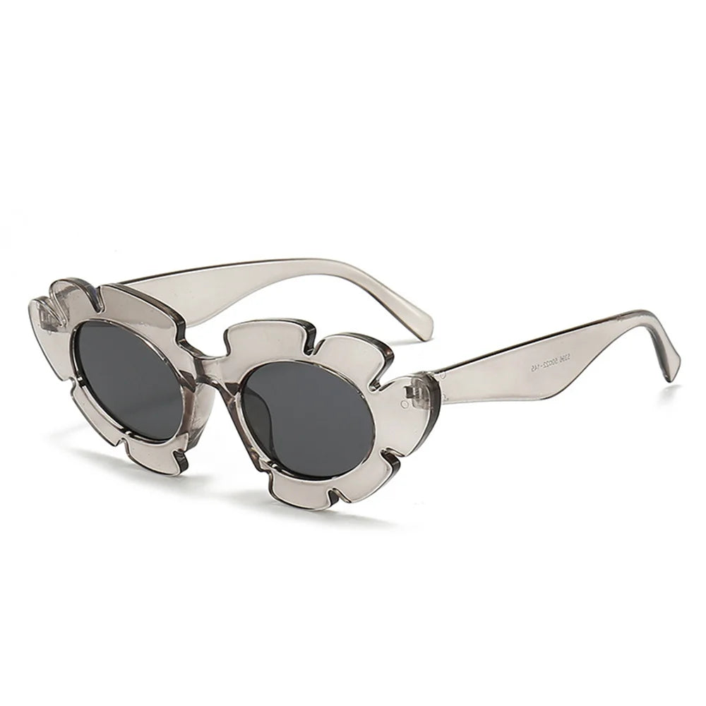 KLASSNUM Fashion Cat Eye Candy Colors Sunglasses Women Retro Brand Designer Flower Shape Eyewear Men Trending Sun Glasses UV400