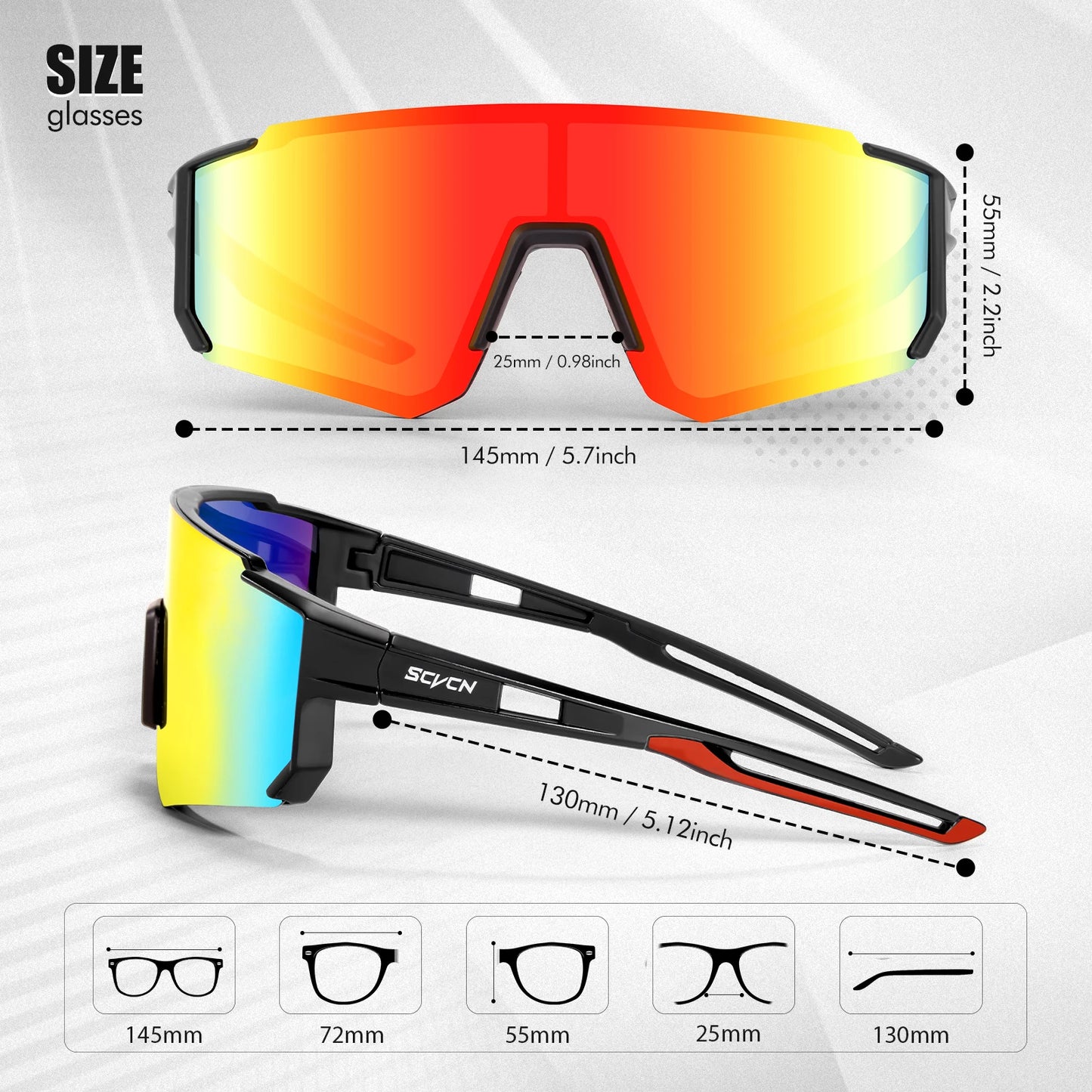 SCVCN Fashion Street Sunglasses MTB Bike Bicycle Camping Golf UV400 Glasses Women Baseball for Men Sport Y2K Cycling Glasses