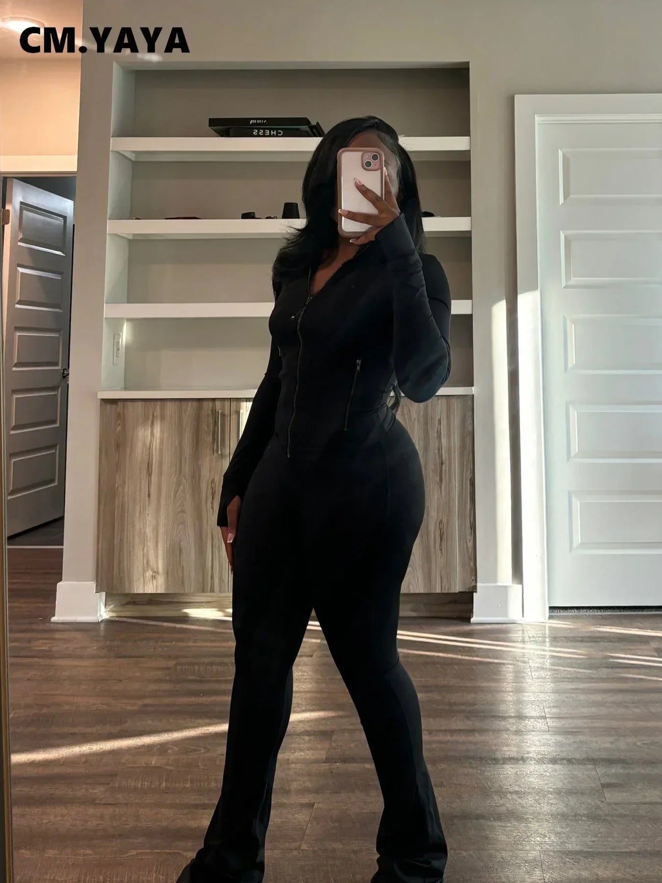 CM.YAYA Street Women's Set Striped Long Sleeve Jacket and Jogger Sweatpants Active 2024 Fall Sportwear Two 2-Piece Set Outfits