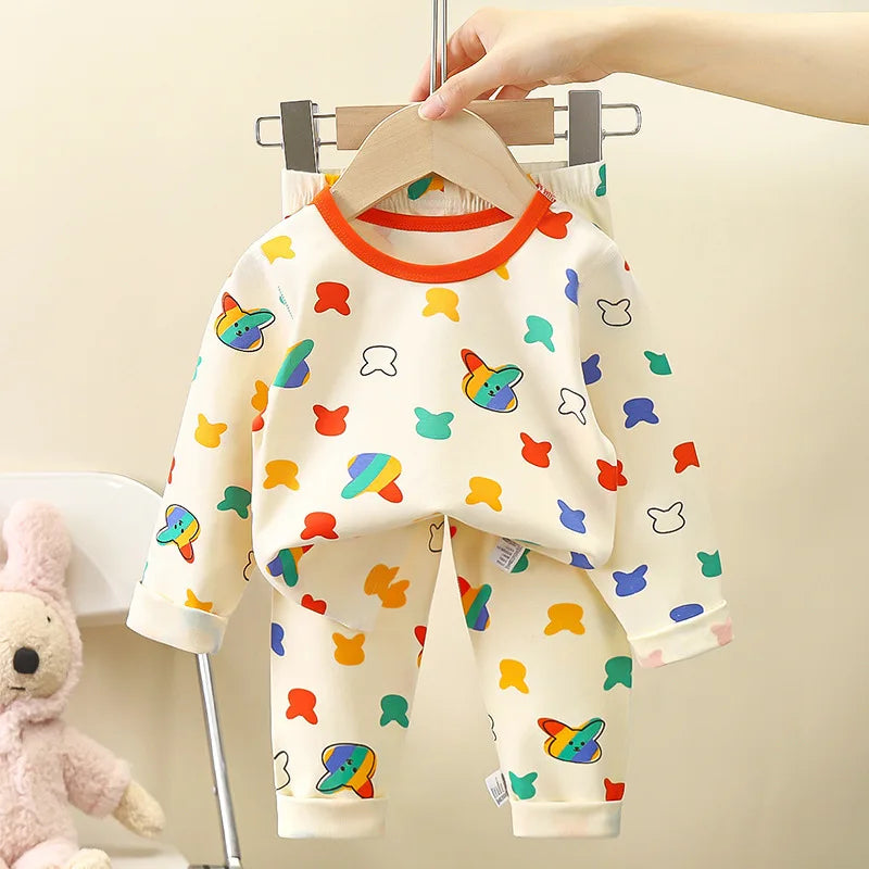 Kid Comfortable Pajamas Two Piece Set Multi Style Long Sleeve Top Trousers Pants Girl Boy Homewear Casual Children Cute Wear