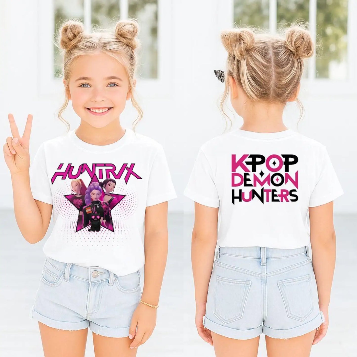 Kpop Demon Hunters Children's T Shirt Women Short Sleeve Saja Boys Kids Tee Kpop Demon Hunters Tshirt Boys Girls Family Clothing