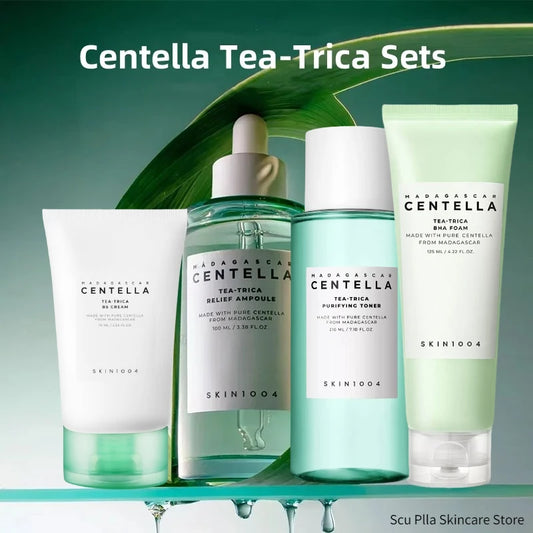 Korean Centella Skincare Set Foam, Acne Toning Toner,Ampoule,Moisturizing Cream,Cleansing Oil Daily Face Care Products 5pcs Set