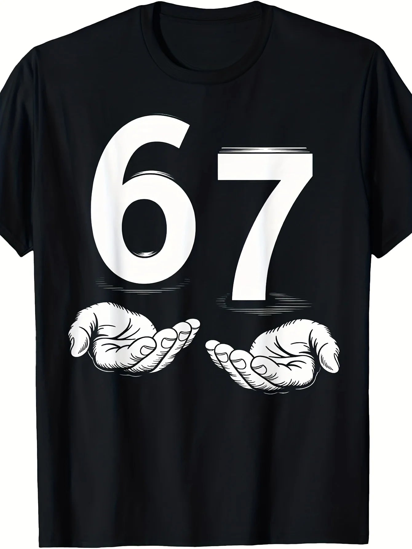 Boys Girls 100% Cotton T-Shirt Kids Funny 67 Hands Graphic Short Sleeve Casual Soft Breathable Children Daily Wear Summer Tops