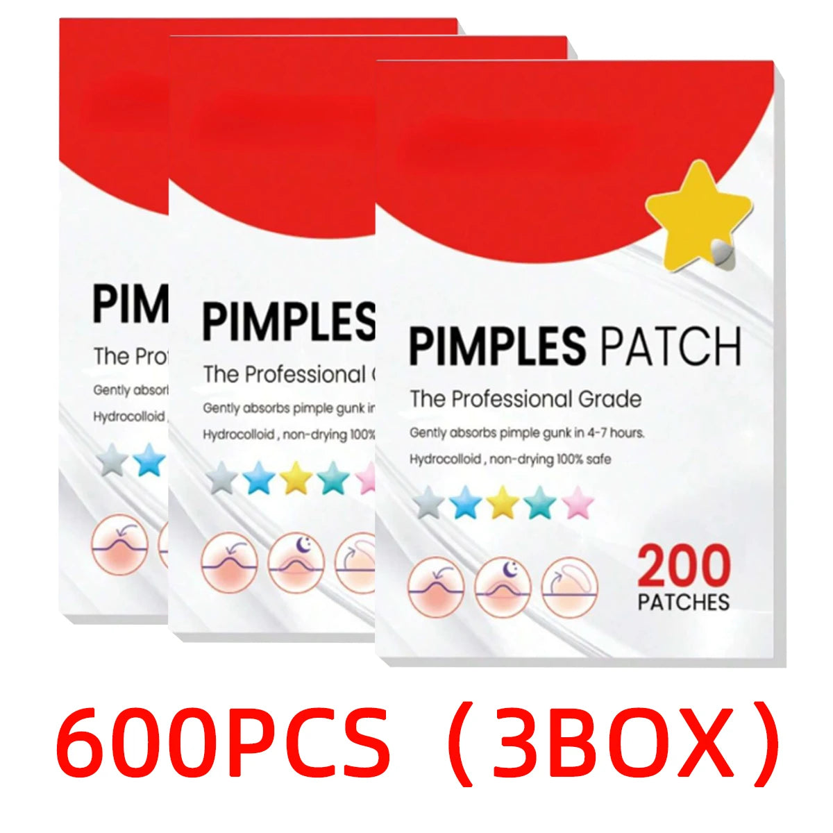 200PCS water-based gel acne patch for reducing acne, used once for facial and skin night spot stickers acne patches