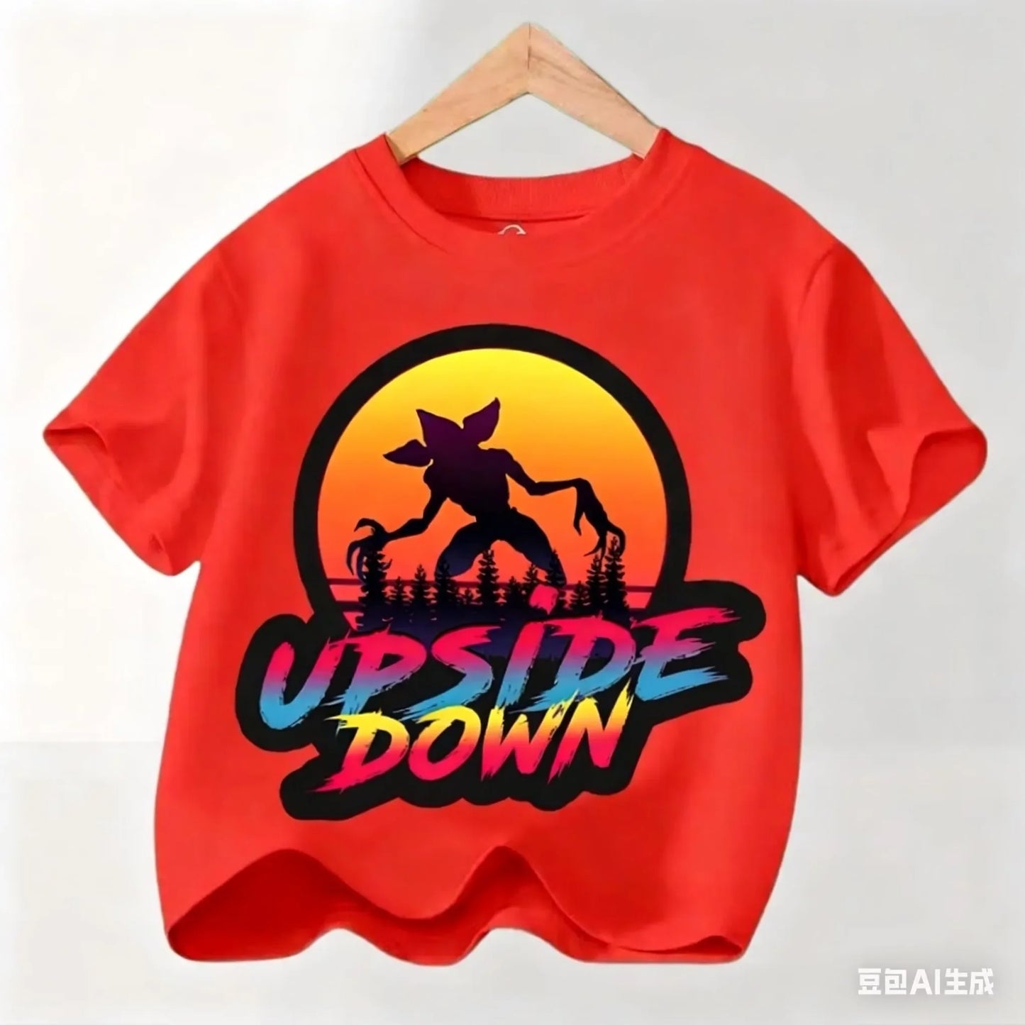 Graphic Party T-shirt, Cool Casual Clothing for Fans, Kids' T-shirt with Hot Stranger Movie Theme for Boys and Girls, Modern
