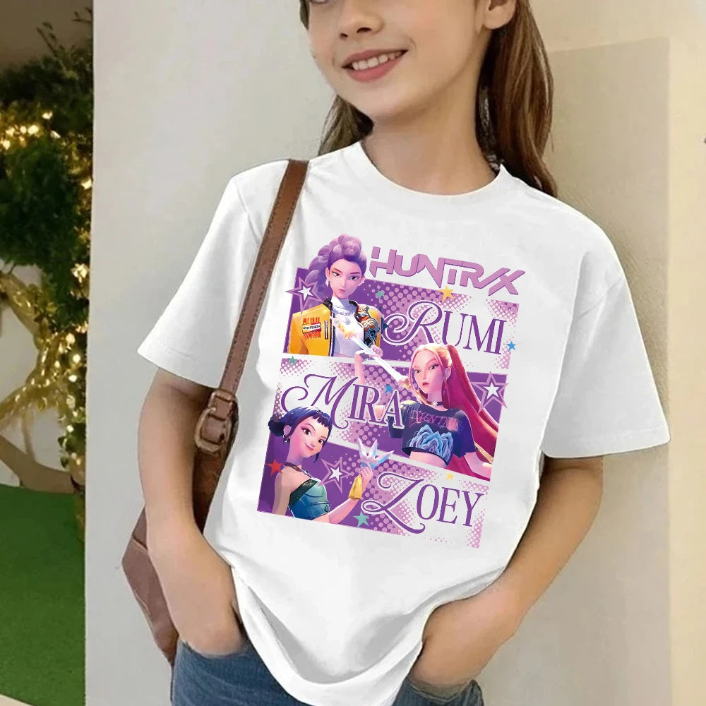 Kpop Demon Hunters Children's T Shirt Women Short Sleeve Saja Boys Kids Tee Kpop Demon Hunters Tshirt Boys Girls Family Clothing