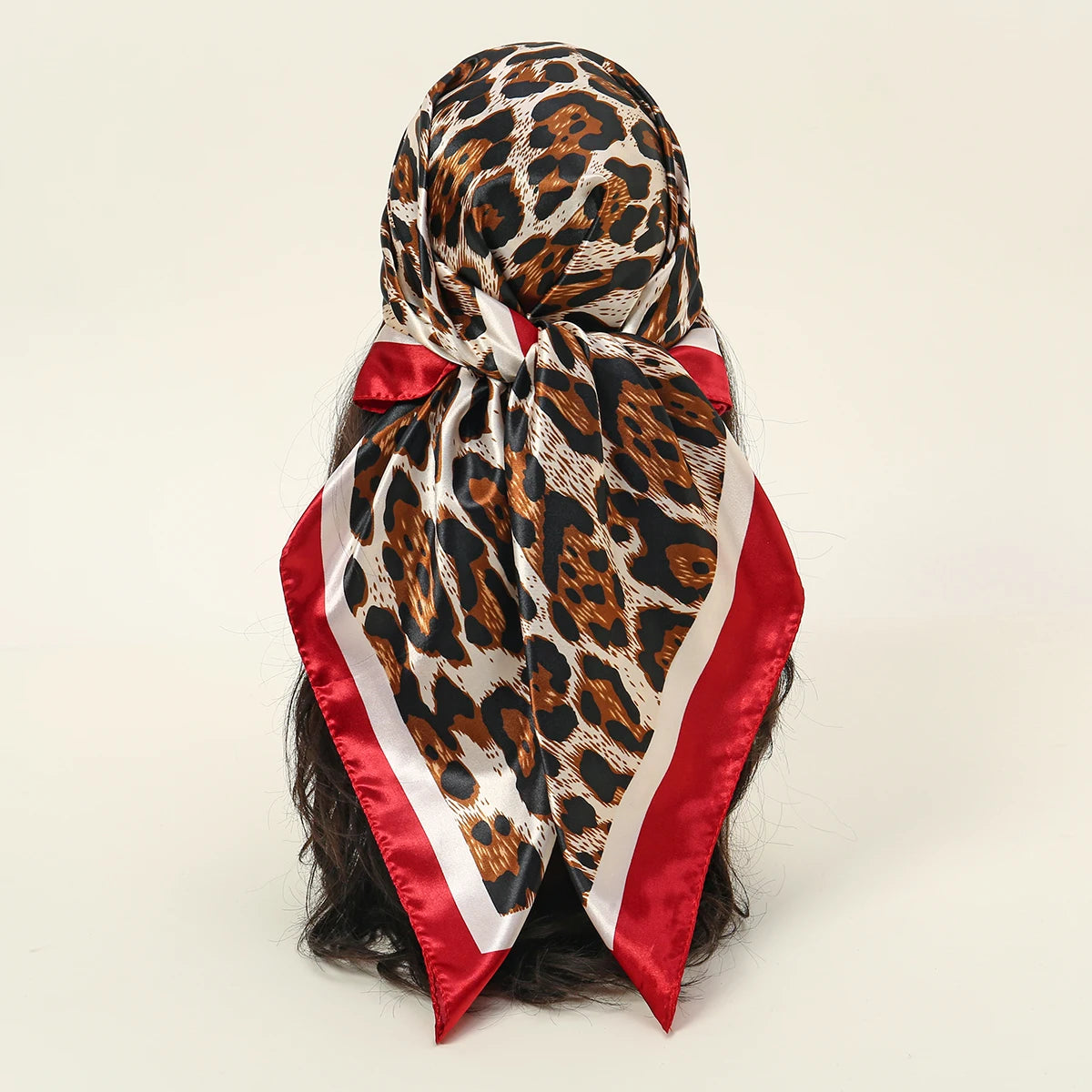 90*90cm Satin Square Scarf Women Leopard Print Shawl Hair Wrap Silk Feeling Satin Neckerchief Hair Band Classics Leopard Bandana