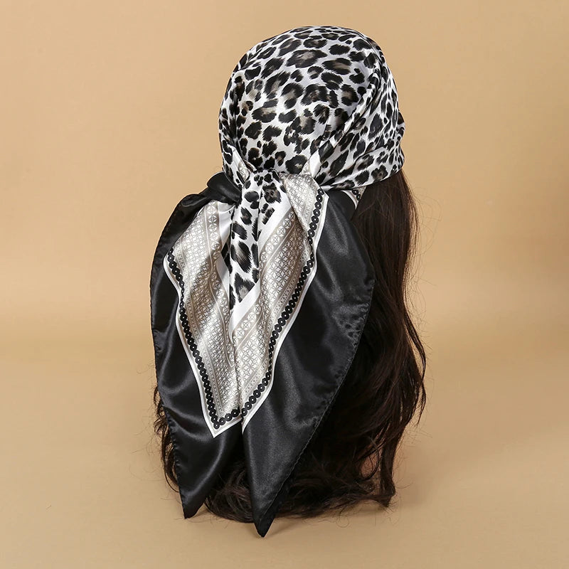 90*90cm Square Silk Scarf Women Fashion Designer Beautiful flowers Foulard Soft Satin Shawl Kerchief Scarfs Neck Headscarf