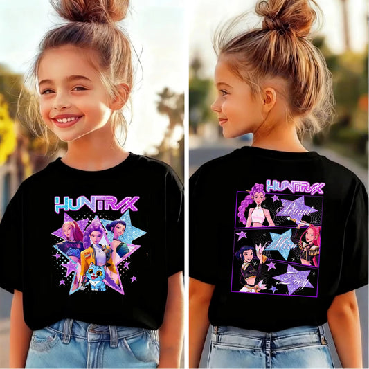 Kpop Demon Hunters Children's T Shirt Women Short Sleeve Saja Boys Kids Tee Kpop Demon Hunters Tshirt Boys Girls Family Clothing