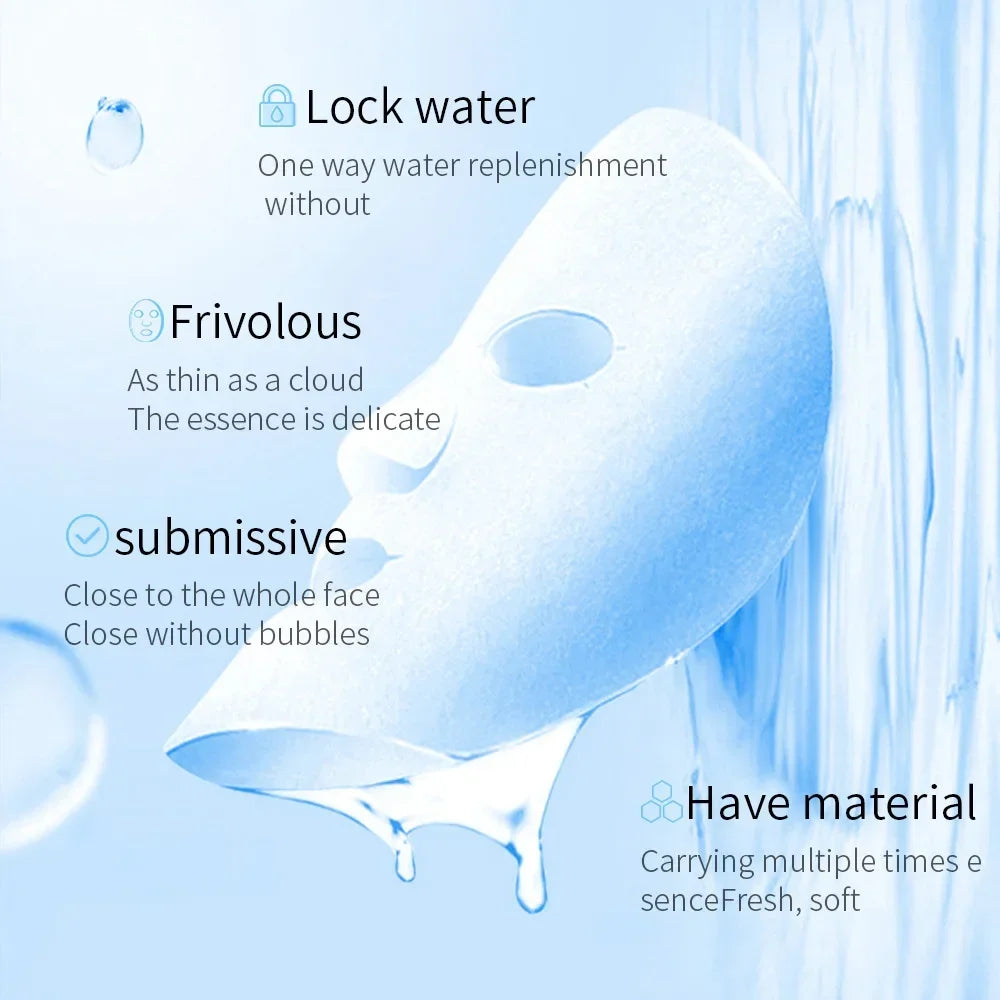 50pcs BIOAQUA Centella Collagen Face Mask Moisturizing Refreshing Sheet Masks Hyaluronic Acid Facial Mask Skin Care Products