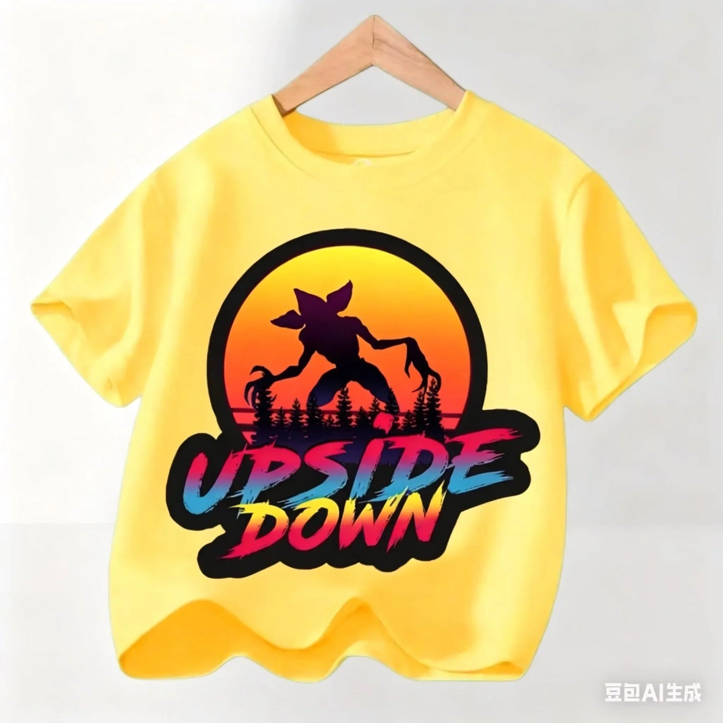 Graphic Party T-shirt, Cool Casual Clothing for Fans, Kids' T-shirt with Hot Stranger Movie Theme for Boys and Girls, Modern