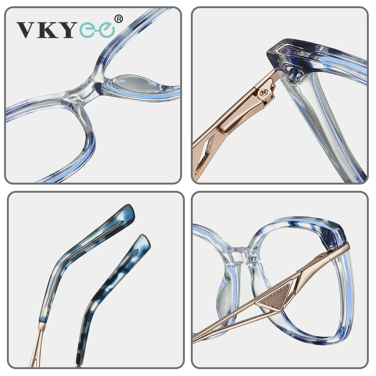 VICKY New Geometric Square Frame Fashion Design Women's Anti-Blue Light Reading Glasses Customizable Prescription 87326