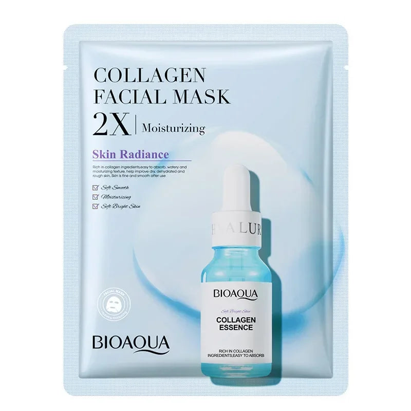 50pcs BIOAQUA Centella Collagen Face Mask Moisturizing Refreshing Sheet Masks Hyaluronic Acid Facial Mask Skin Care Products