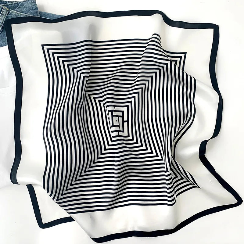 New 100% Real Silk Scarf For Woman Vintage Leopard Head Hair Scarfs Small Square Bandana Femme Office Neckerchief SD0201
