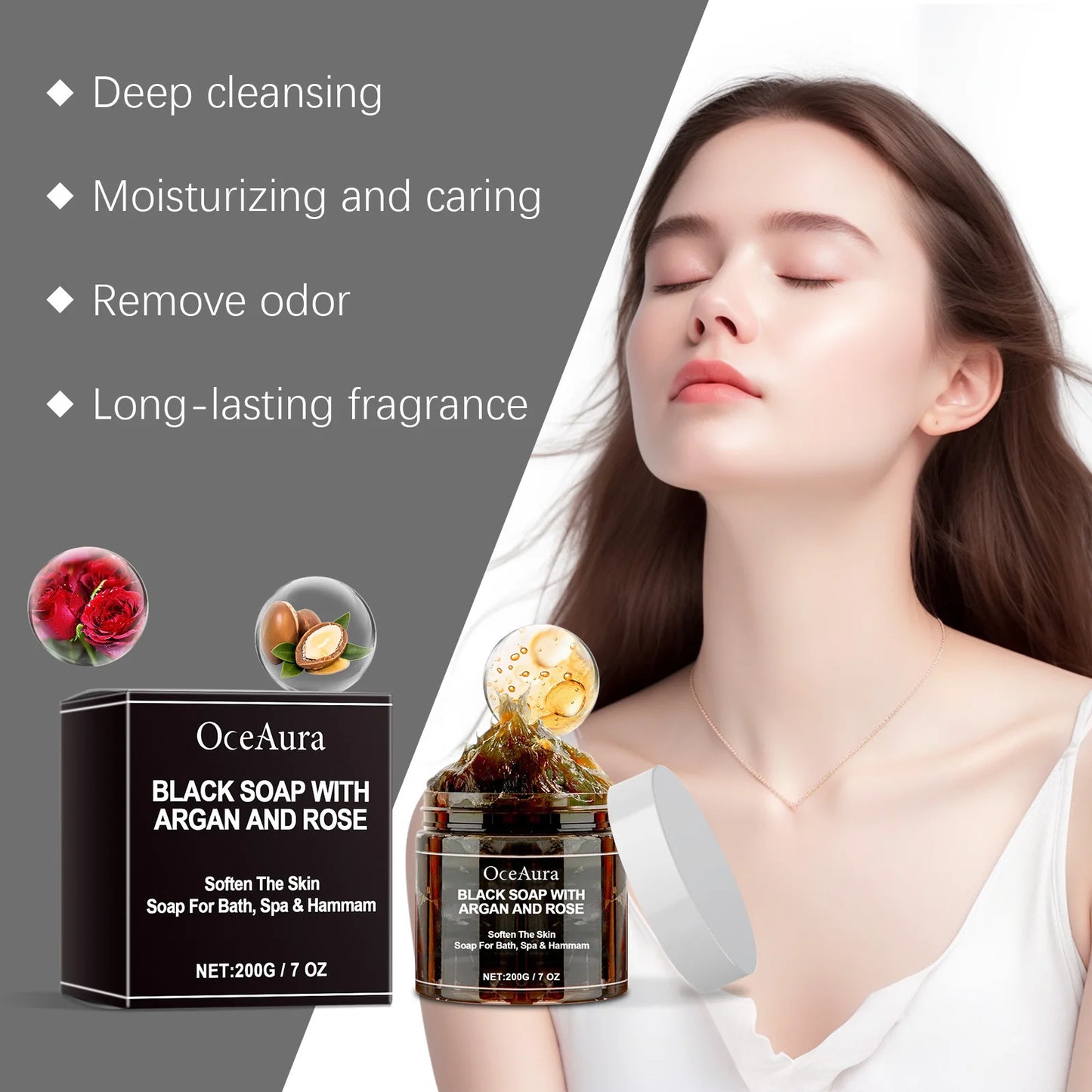 Black Soap Purifying Deep Cleansing Dead Skin Remover Acne Anti Redness Soothing Brightening Moisturizing Exfoliating Body Scrub