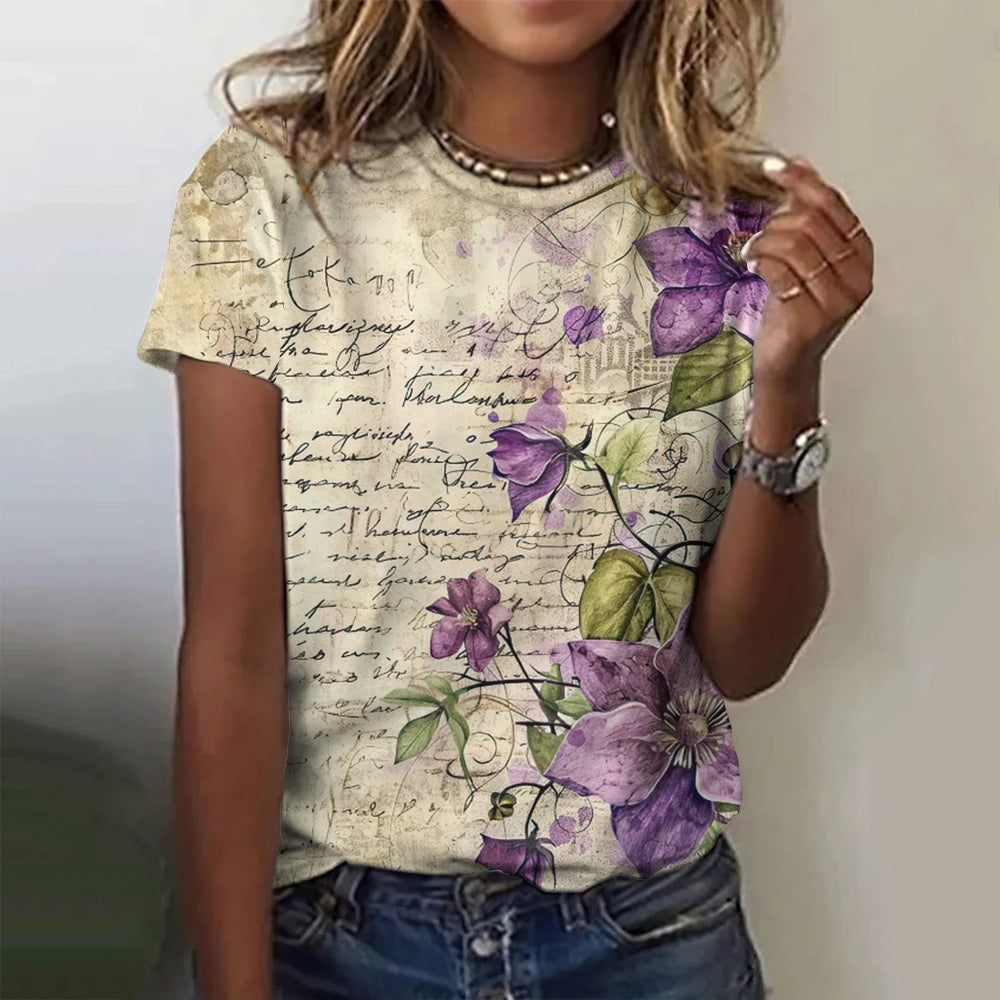 Summer Rose Music 3D Print T-shirts Women Streetwear Harajuku Casual Fashion Y2k Short Sleeve T Shirt O-neck Tees Tops Clothing