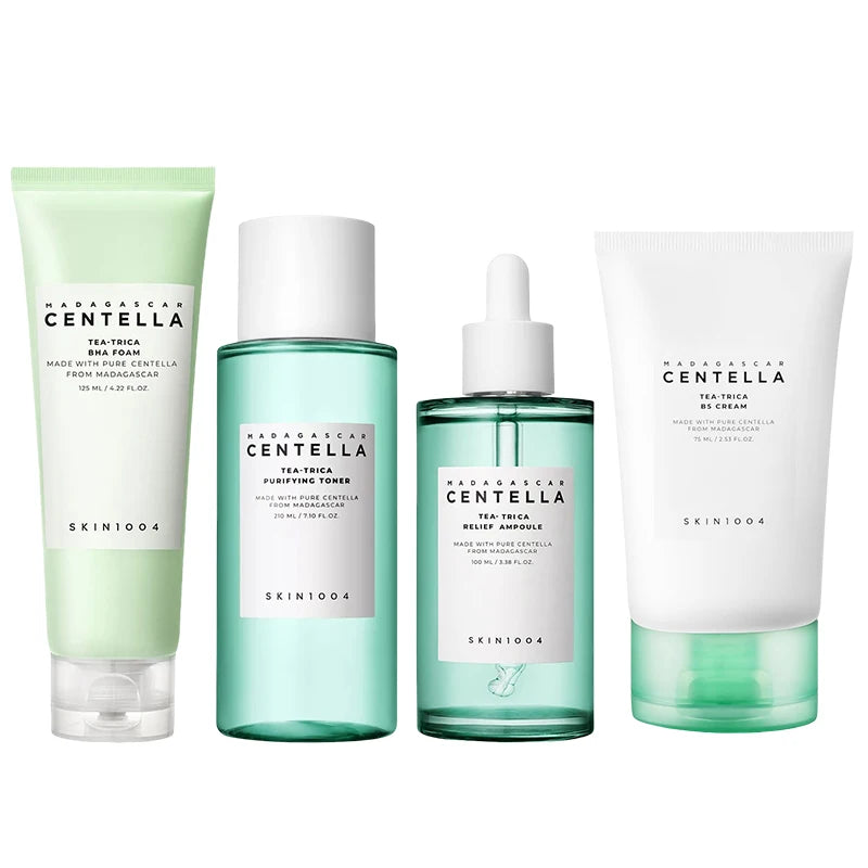 Korean Centella Skincare Set Foam, Acne Toning Toner,Ampoule,Moisturizing Cream,Cleansing Oil Daily Face Care Products 5pcs Set