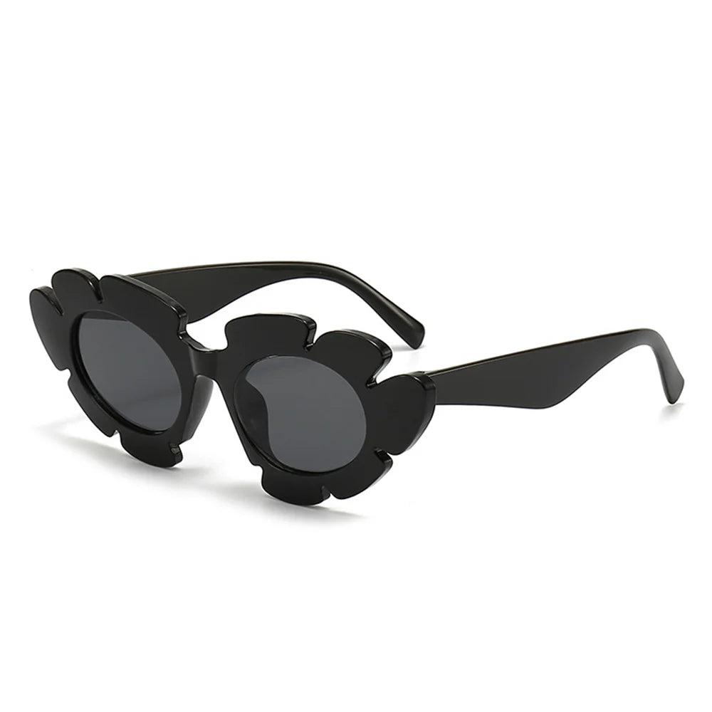 KLASSNUM Fashion Cat Eye Candy Colors Sunglasses Women Retro Brand Designer Flower Shape Eyewear Men Trending Sun Glasses UV400