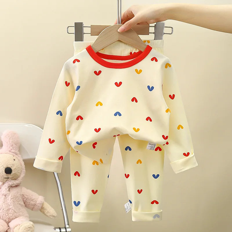 Kid Comfortable Pajamas Two Piece Set Multi Style Long Sleeve Top Trousers Pants Girl Boy Homewear Casual Children Cute Wear