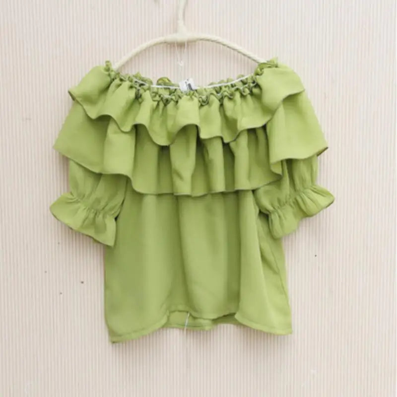 2024 Summer Baby Toddler Teenager Girls White Blouse Chiffon Ruffles Girl Tops Kids Shirt Children Clothes 6 8 10 12 Years