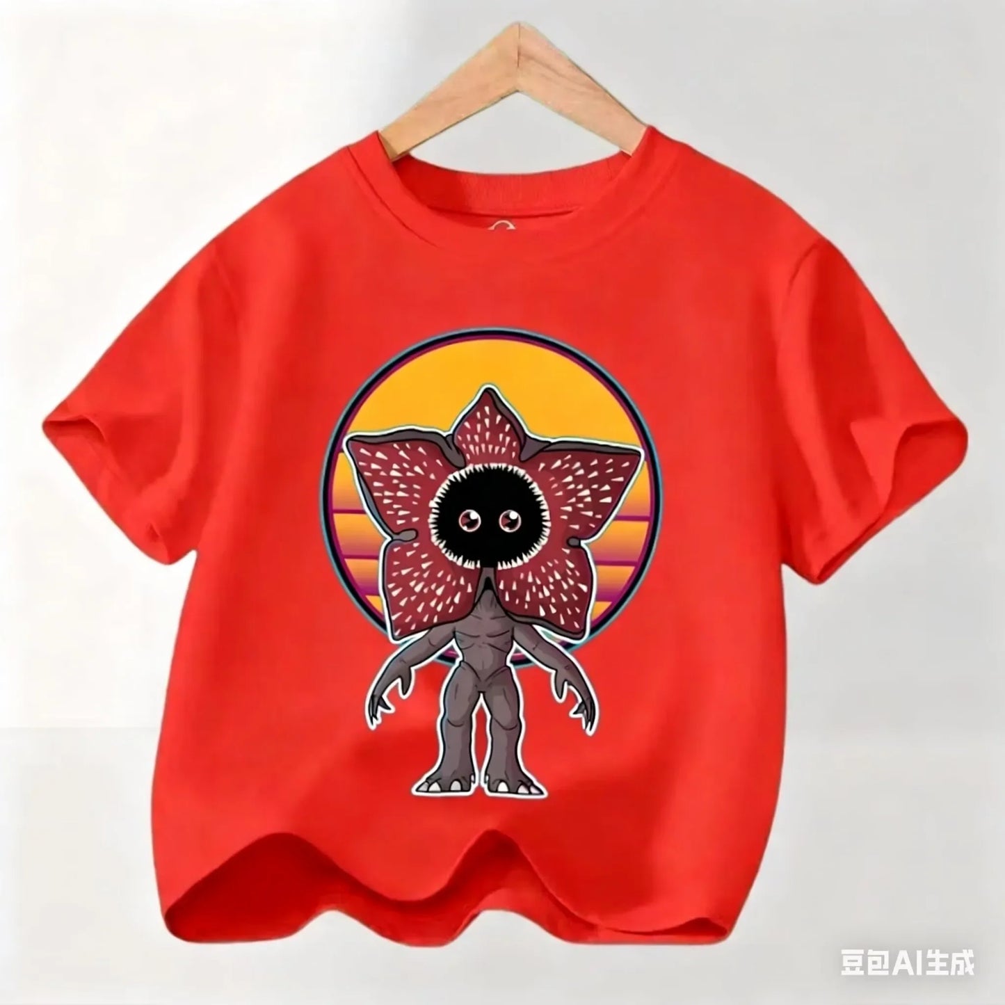 Graphic Party T-shirt, Cool Casual Clothing for Fans, Kids' T-shirt with Hot Stranger Movie Theme for Boys and Girls, Modern