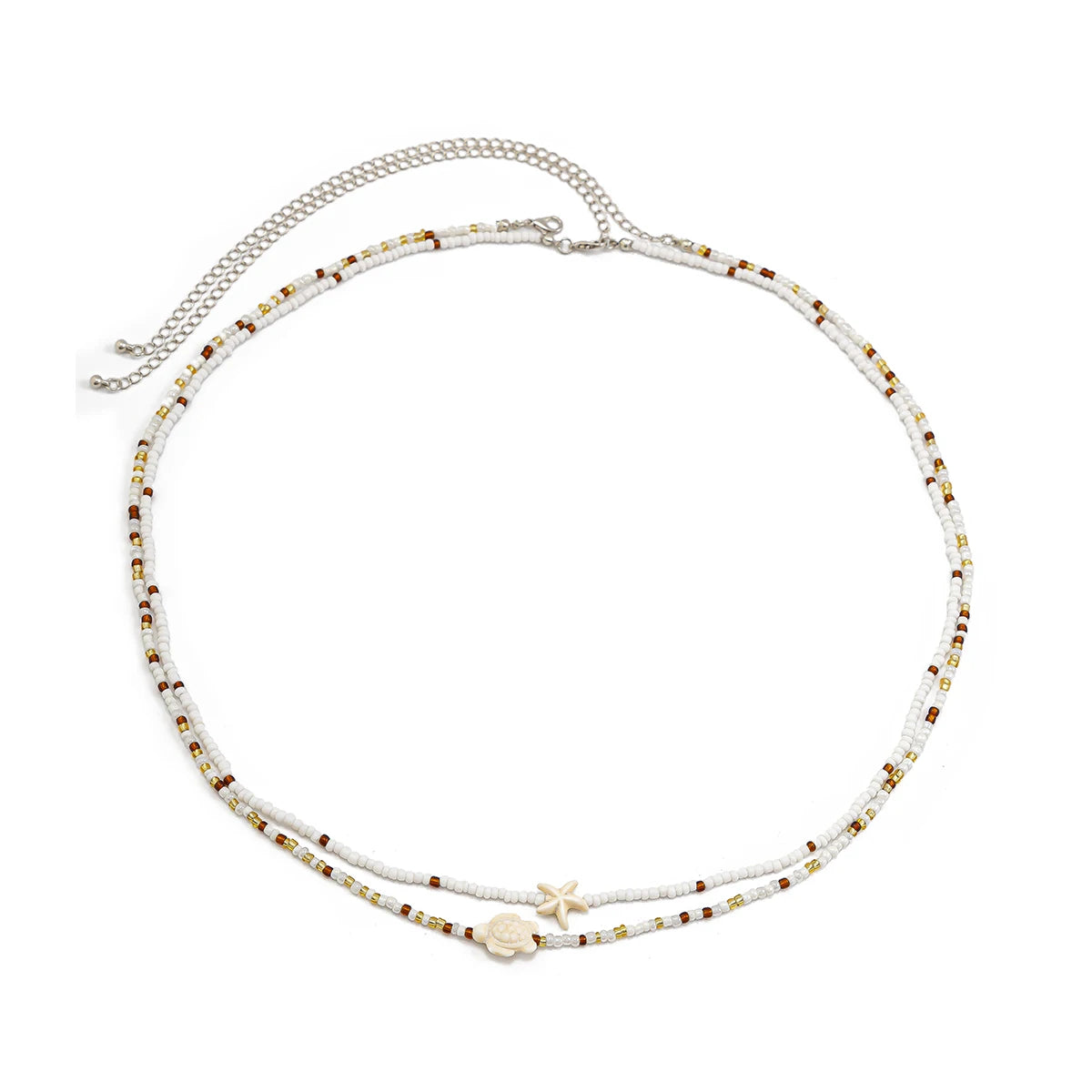 KunJoe 2Pcs Bohemian Turtle Sea Star Waist Chain Set for Women Summer Bikini Small Seed Beads Belly Chain Beach Body Jewelry