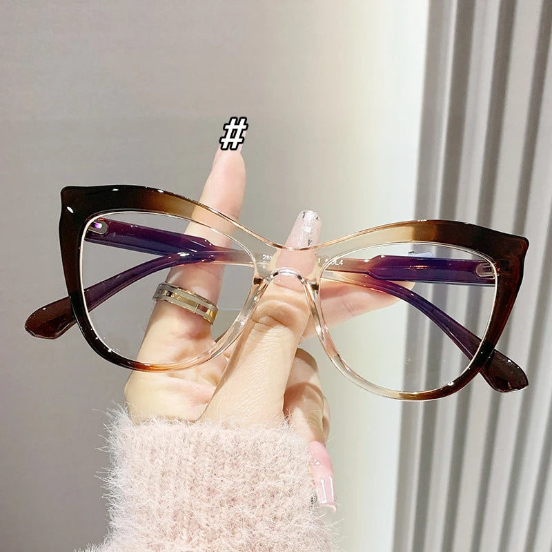 Fashion Cat Eye Reading Glasses Women Personalized Computer Eyeglasses T-shaped Optical Glasses Anti Blue Light Blocking Eyewear