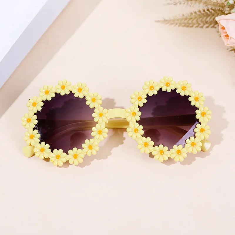 Round Flower Sun Glasses For Kids Cute Daisy Sunglasses Children Outdoor Sun Protection Shades Fashion Funny Party Eyewear