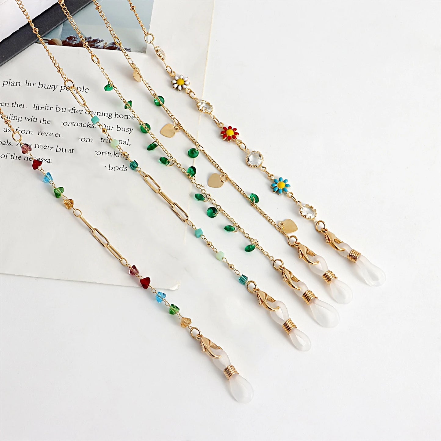 Crystal Stone Glasses Chain Bohemian Eyeglass Rope Sunglasses Cord Face Masks Chains Holder Trendy Neck Strap Gift For Women