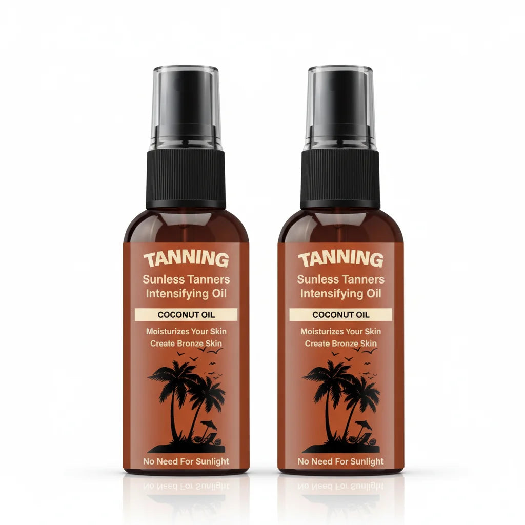 Sunless Tan Intensifying Oil Moisturizes, Creates Bronze Skin. No Sunlight Needed. Fast Visible Results. Maintain Weekly. 30ml.