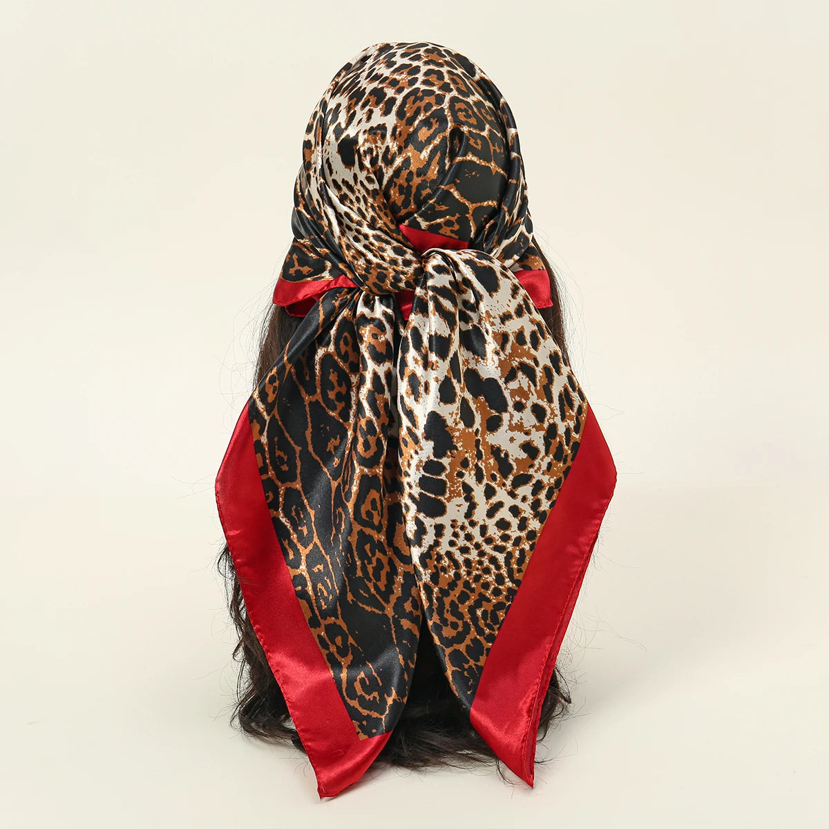 90*90cm Satin Square Scarf Women Leopard Print Shawl Hair Wrap Silk Feeling Satin Neckerchief Hair Band Classics Leopard Bandana