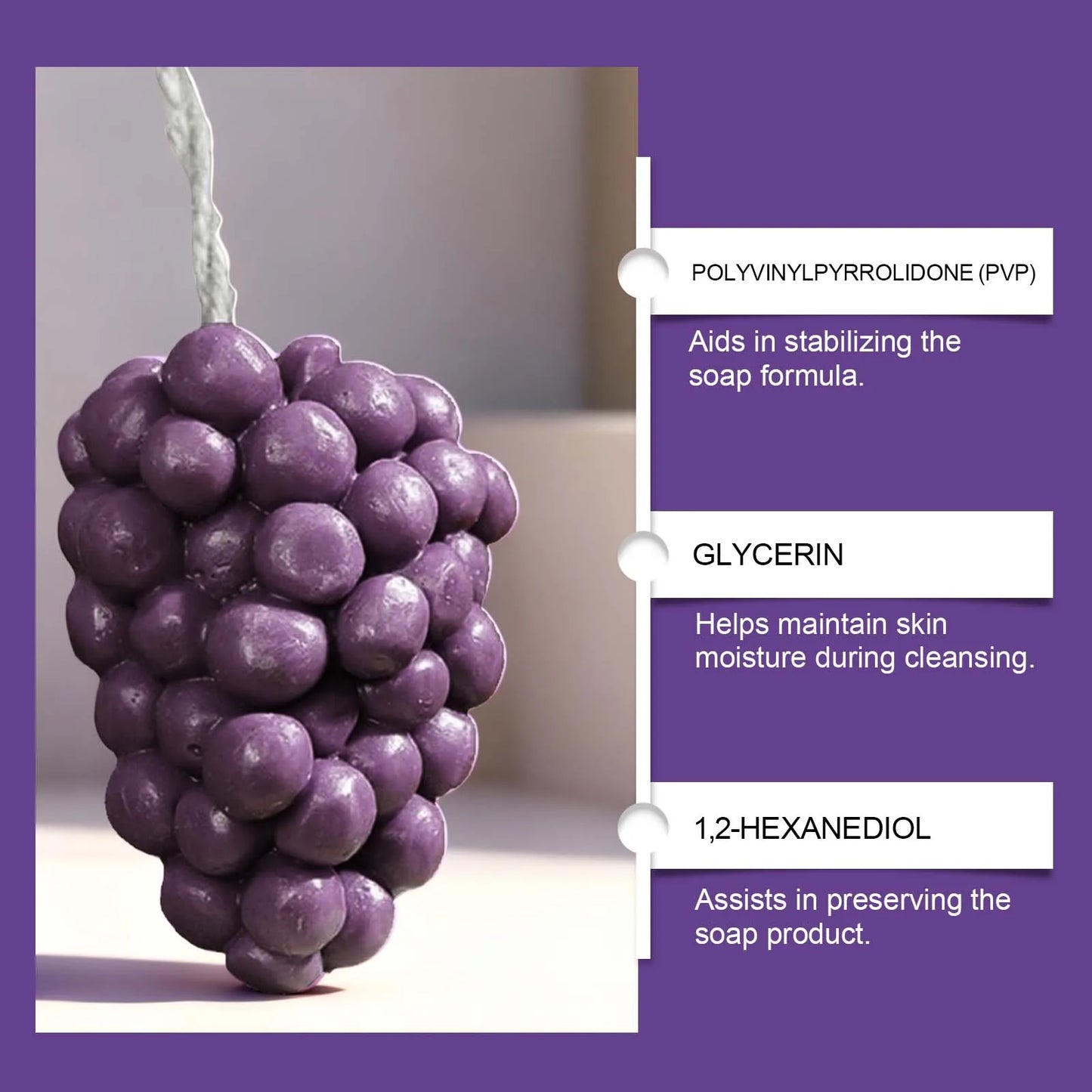 Grape Cluster Soap - Gentle cleansing with a fresh fragrance, suitable for daily use, shaped like a bunch of grapes.