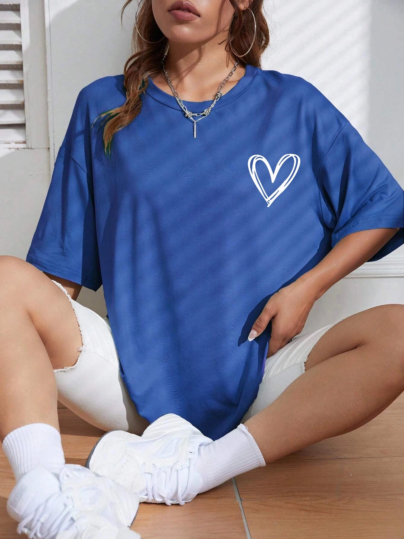 Simple Love Printed Womens T Shirts Summer Breathable Clothes Casual Fashion Short Sleeve Street Oversized All Match T-Shirts