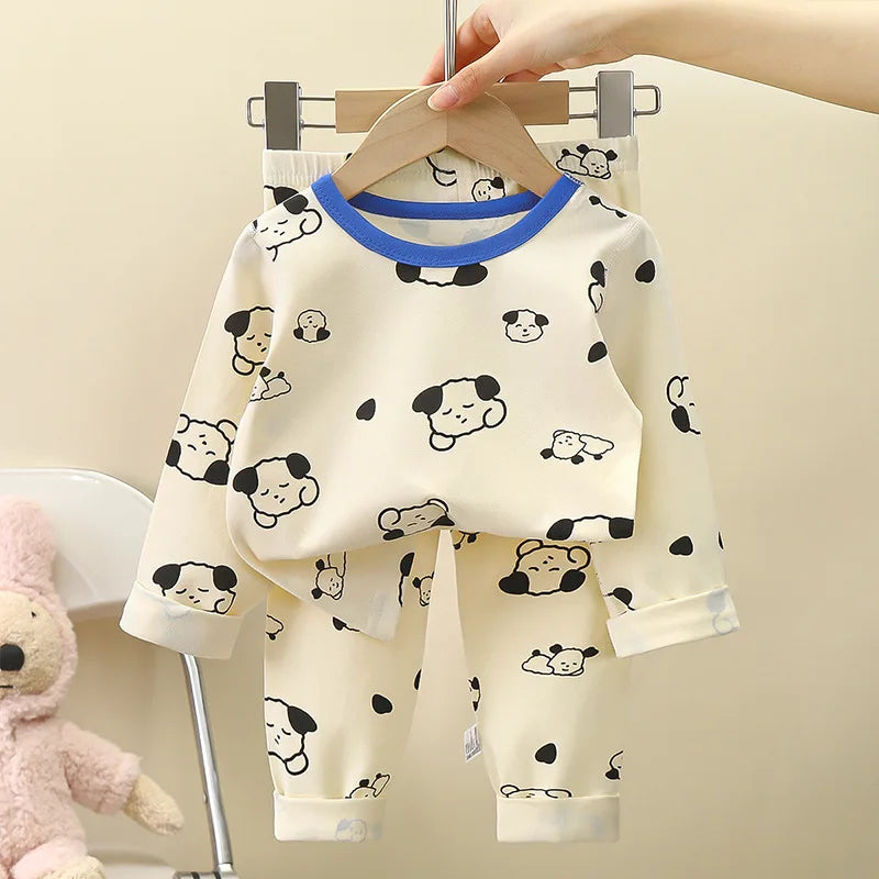 Kid Comfortable Pajamas Two Piece Set Multi Style Long Sleeve Top Trousers Pants Girl Boy Homewear Casual Children Cute Wear