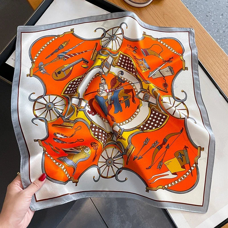 New 100% Real Silk Scarf For Woman Vintage Leopard Head Hair Scarfs Small Square Bandana Femme Office Neckerchief SD0201
