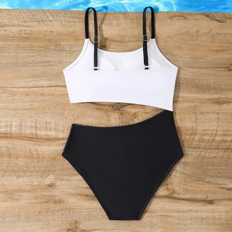 Summer Girls' Swimsuits Sets Children's Patchwork One-piece Suits Kids Pool Swimming Clothing Outfits Toddler Beach Bikini 8-12Y