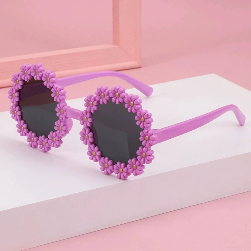 Round Flower Sun Glasses For Kids Cute Daisy Sunglasses Children Outdoor Sun Protection Shades Fashion Funny Party Eyewear