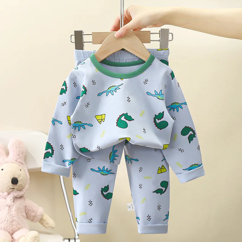 Kid Comfortable Pajamas Two Piece Set Multi Style Long Sleeve Top Trousers Pants Girl Boy Homewear Casual Children Cute Wear