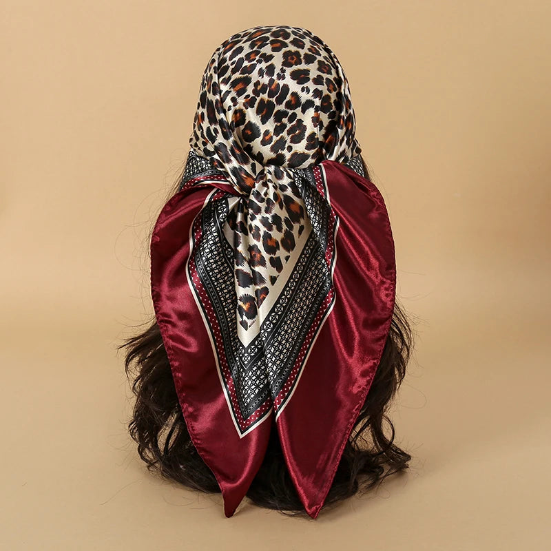 90*90cm Square Silk Scarf Women Fashion Designer Beautiful flowers Foulard Soft Satin Shawl Kerchief Scarfs Neck Headscarf