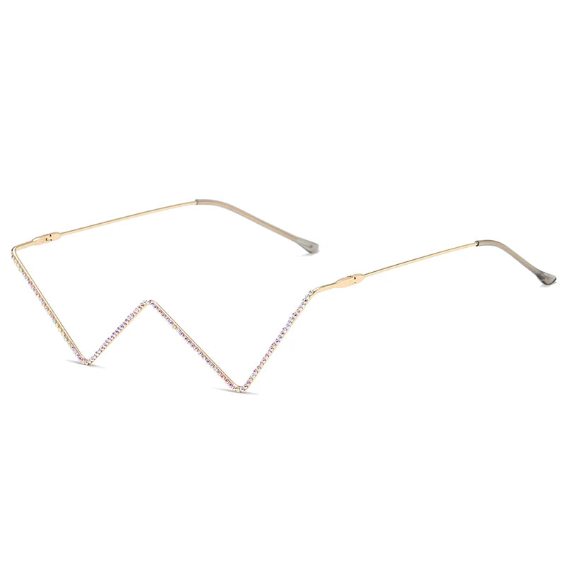 Protective Glasses New Fashion Crystal Sunglasses For Women Small Diamond Eyeglasses Line Alloy Eyewear Punk Half Frame Glasses