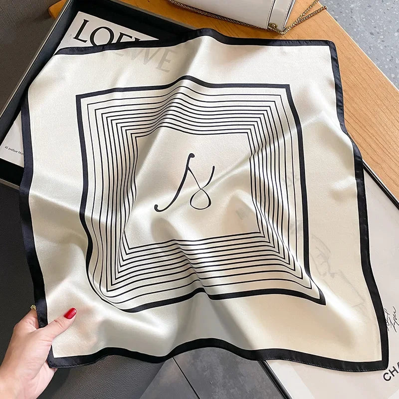 New 100% Real Silk Scarf For Woman Vintage Leopard Head Hair Scarfs Small Square Bandana Femme Office Neckerchief SD0201