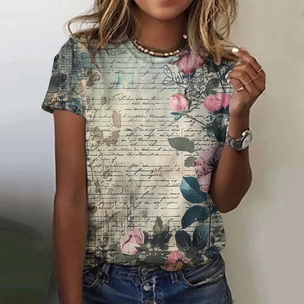 Summer Rose Music 3D Print T-shirts Women Streetwear Harajuku Casual Fashion Y2k Short Sleeve T Shirt O-neck Tees Tops Clothing