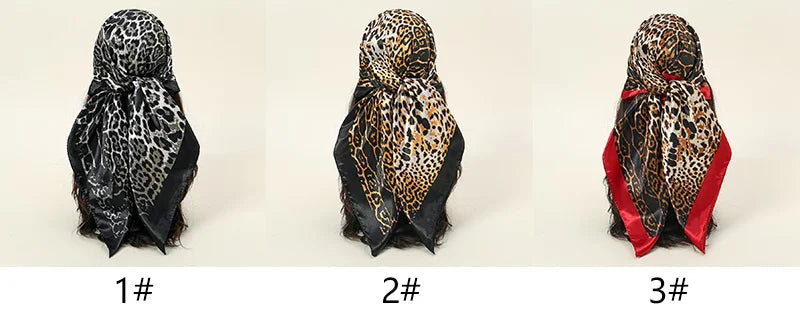 90*90cm Satin Square Scarf Women Leopard Print Shawl Hair Wrap Silk Feeling Satin Neckerchief Hair Band Classics Leopard Bandana