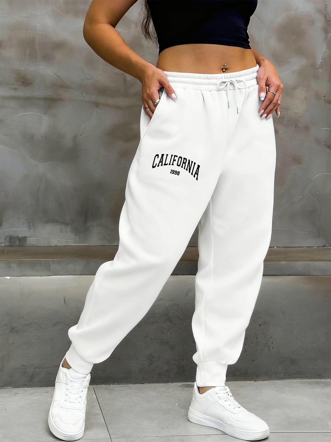 California 1998 Letter Printing Woman Sweatpants Fashion Comfy Long Pants Trendy Basic Trousers Casual Elastic Waist Pant